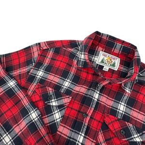 Free Planet Mens‎ Red Black Plaid Flannel Shirt Cotton Long Sleeve FW9W31JQ4N L